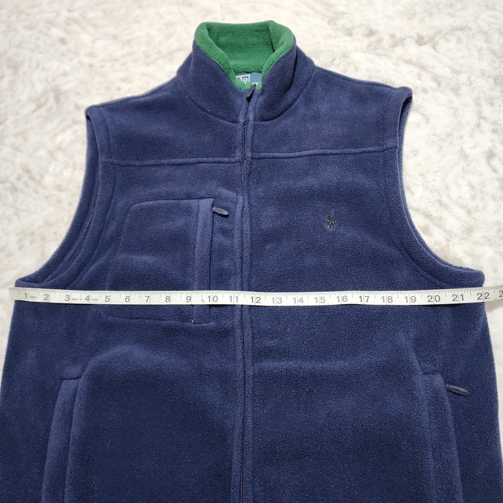Vintage Polo Ralph Lauren Vest Men's Sz M Fleece Pony Logo Preppy Blue Green - Picture 7 of 10